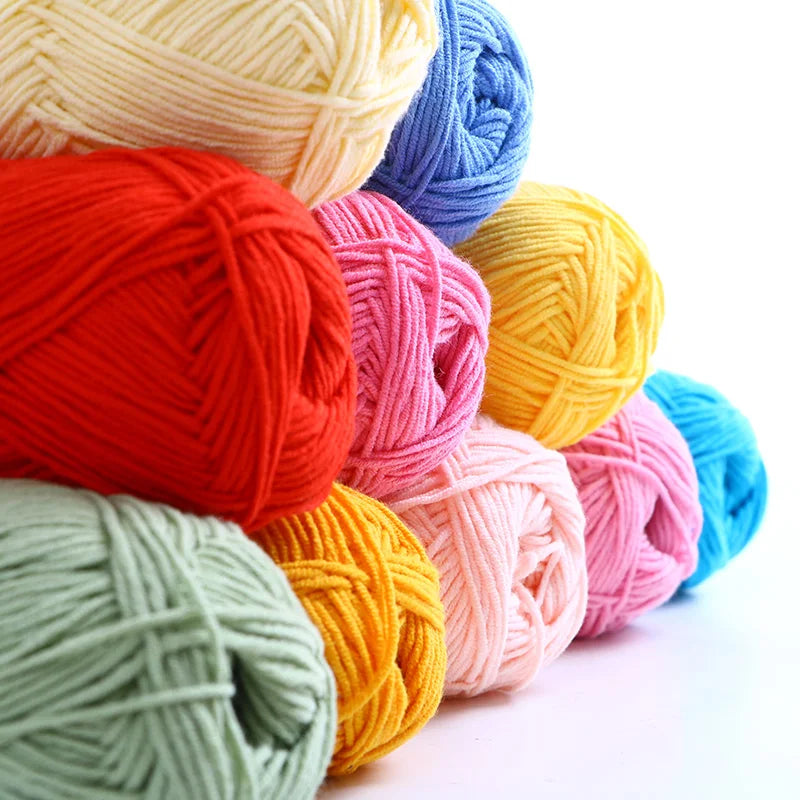 40-50g/Set 4ply Milk Cotton(80%) Knitting Yarn Needlework Dyed Lanas