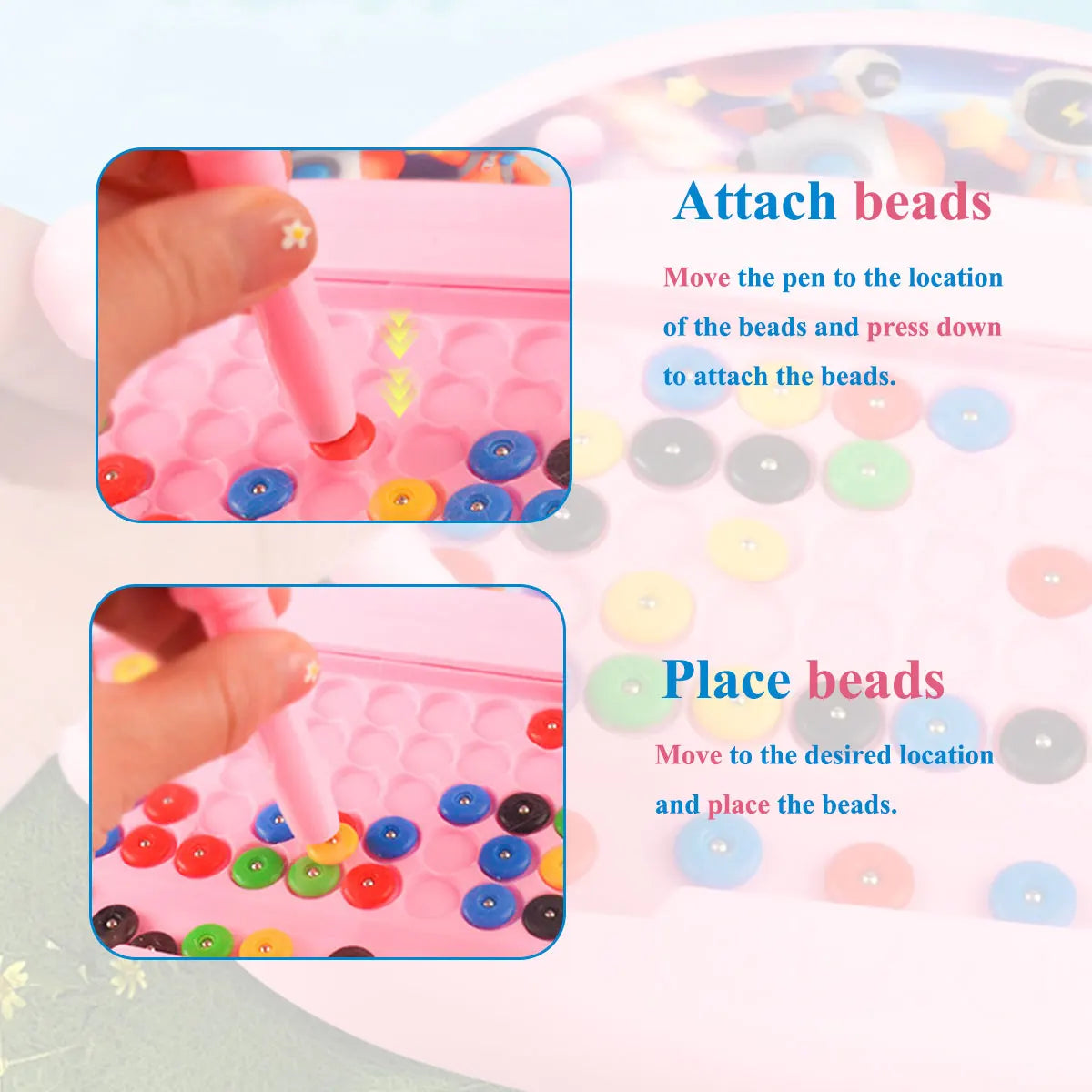 1 PCS Children's Magnetic Doodle Board with Pen & Beads Drawing Toy