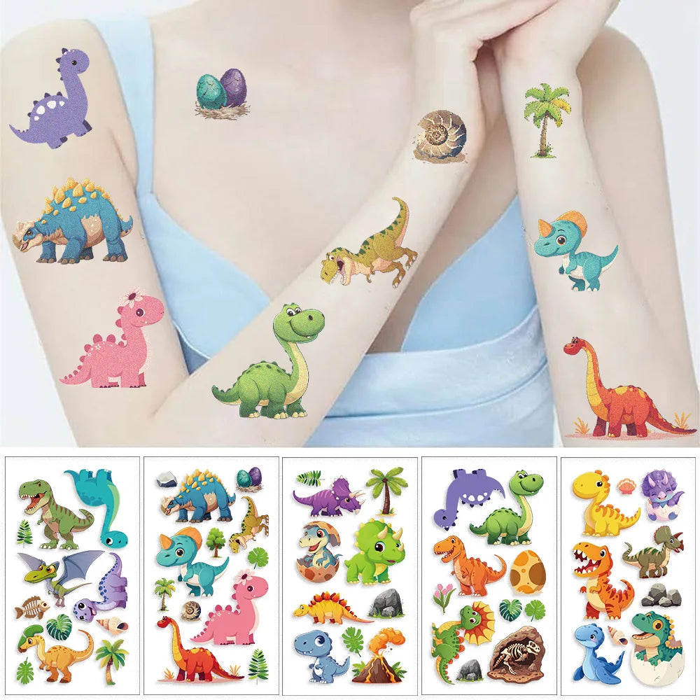 10 Sheets Dinosaurs Tattoo Sticker Temporary Fake Tattoo Arm Hands