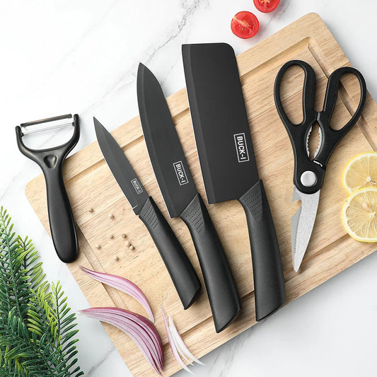 3/5pcs Kitchen knife set, high-grade black steel knife set Gift knife