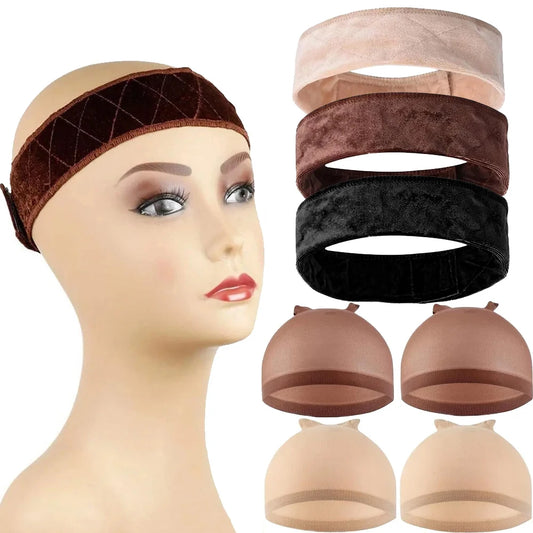 Wig Grip Bands and Dome Mesh Wig Caps for Keeping Wigs in Place