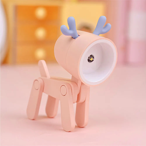 LED Night Light Mini Folding Desk Lamp Cute Pet Lights Dog Deer