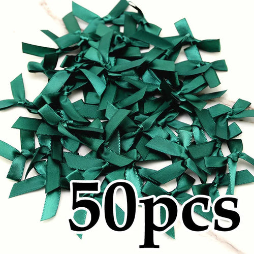 (50 Pcs) 4*4cm Colourful Ribbon Bows Small Size Polyester Satin Ribbon