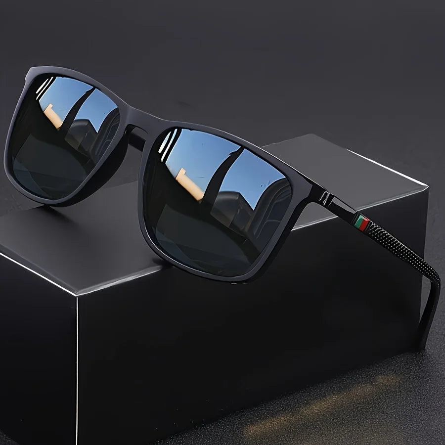 Classic Square Men's Sunglasses Comfortable Lightweight Black Frame