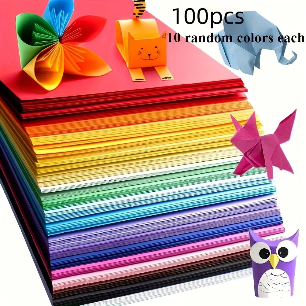 100 sheets of cardstock available in 10 colors for origami art crafts