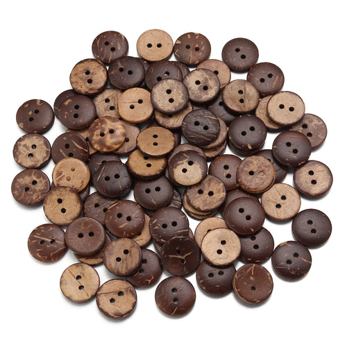 10-100Pcs Natural Coconut Shell Button Round 2-Holes Buttons for