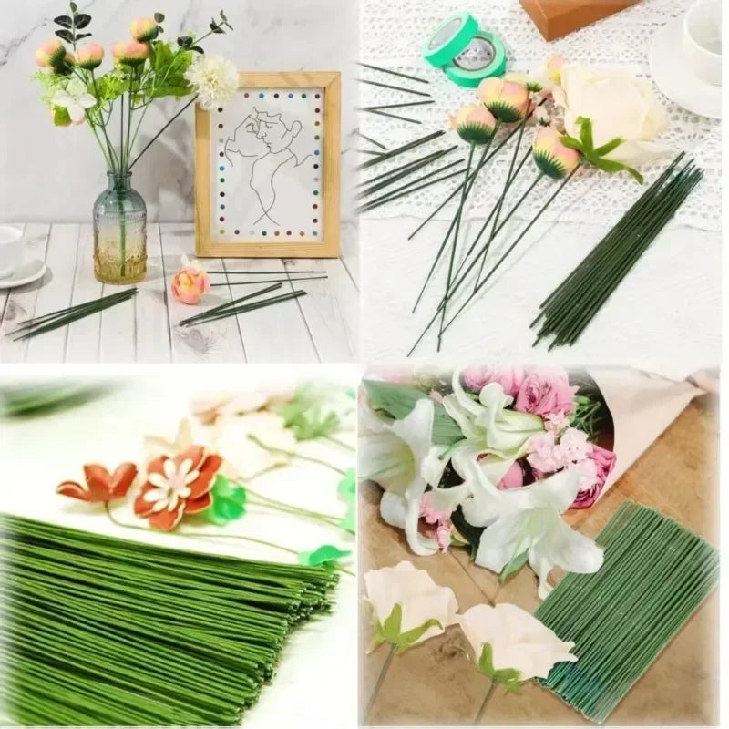 100/500/1500pcs 40cm Floral Stem Wire Crafts Dark Green Wire For