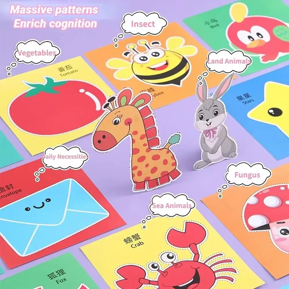 48Pcs Handmade Paper Cut Book Kids Craft Toys DIY Cartoon Scrapbooking