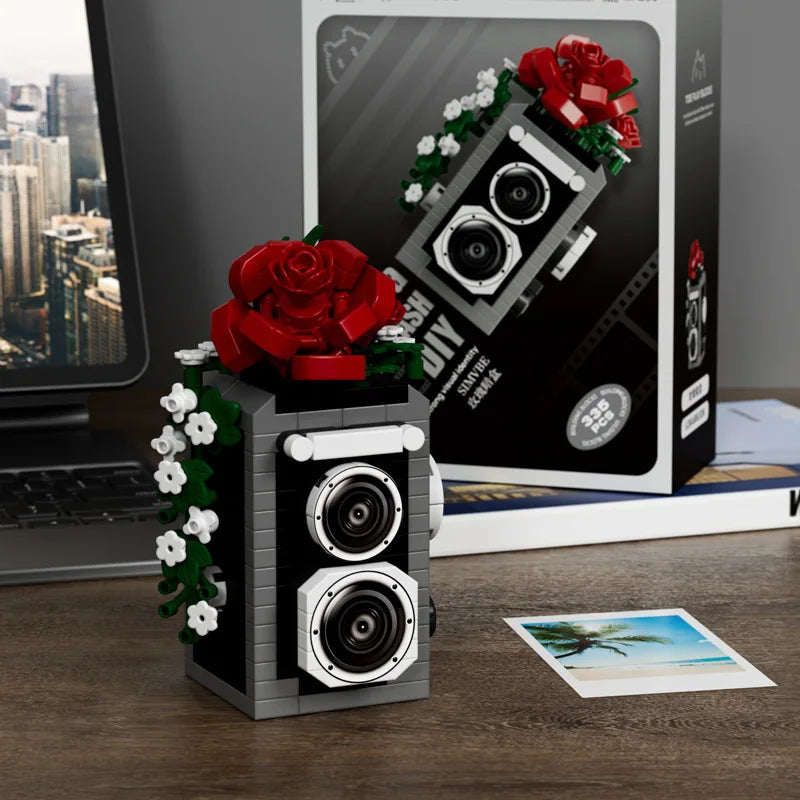 SLR Camera Mirror Flower Model Building Block Set - Creative Trendy