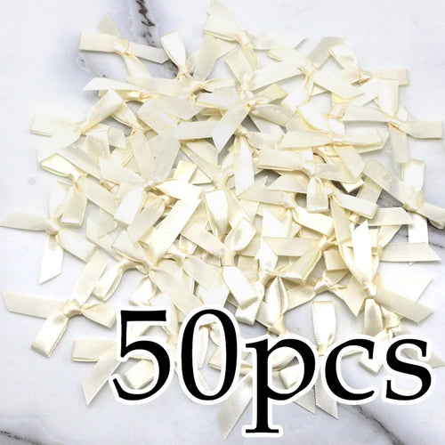 (50 Pcs) 4*4cm Colourful Ribbon Bows Small Size Polyester Satin Ribbon