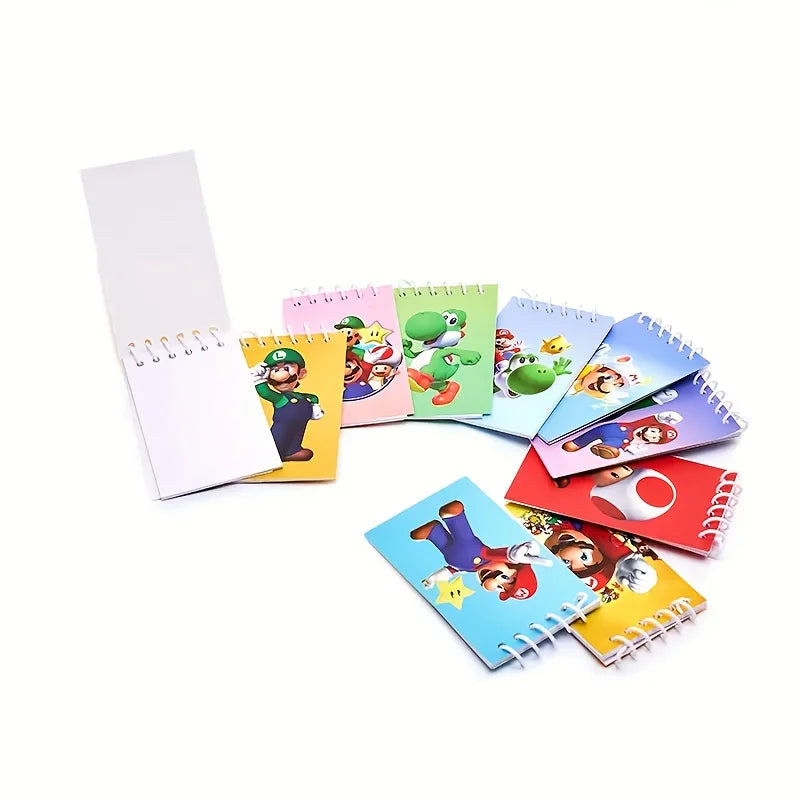 10pcs Super Mario Notebook Party Favors Cartoon Character Coil Book