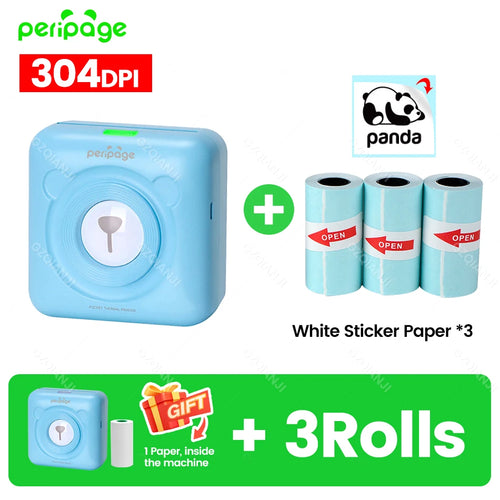 300DPI Peripage A6 58mm Mini Bluetooth Notes Label Sticker Printer