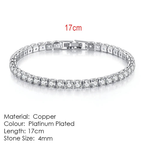 Silver Color 2.5/3/4/5mm Zircon Tennis Bracelet For Women Men Dazzling