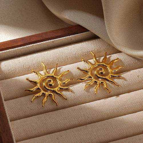 Geometric Flower Stainless Steel Earrings Women Sweet Sunflower Star