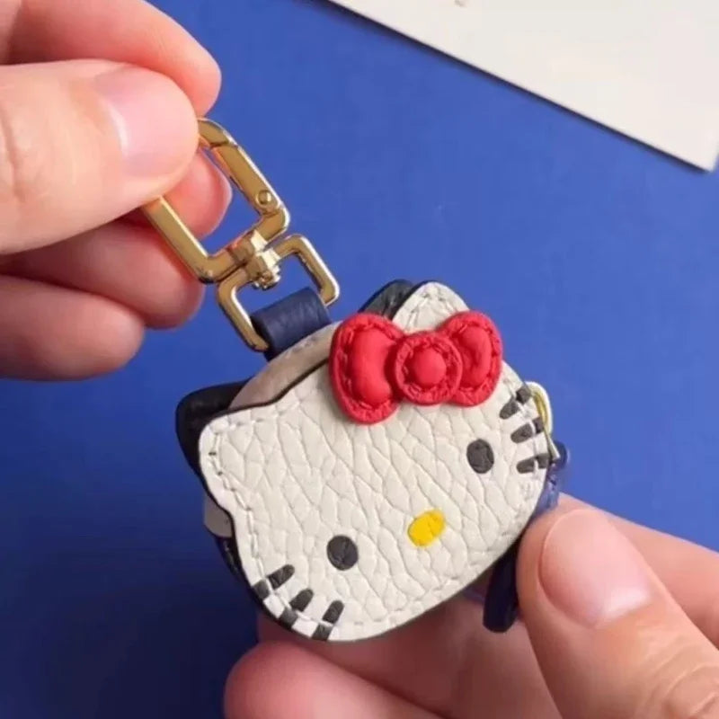 Vintage Leather Hello Kitty Keychain Pendant Accessories Kawaii Charm