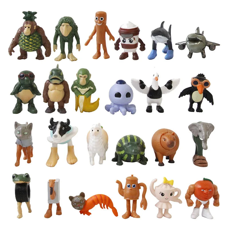 24PCS Funny Mini Figures Italian Brainrot Set Tung Tung Tung Sahur