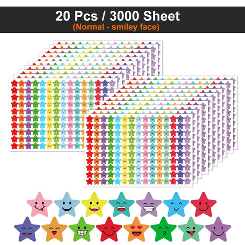 450-3000 Sheet Happy Face Stars Reward Sign Stickers Pack DIY