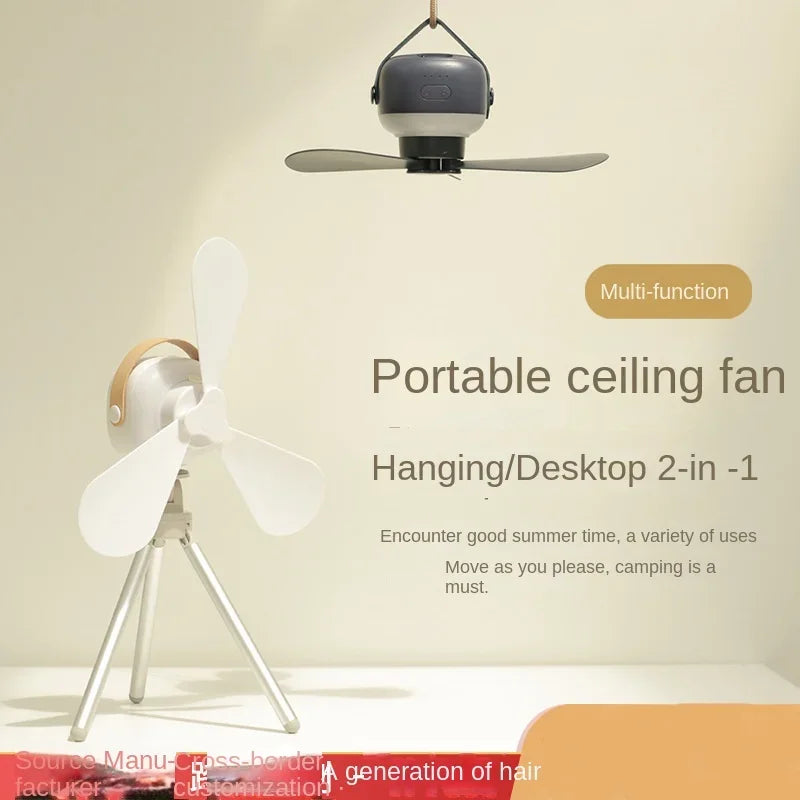 Portable wireless mini ceiling fan light USB fan with remote control,