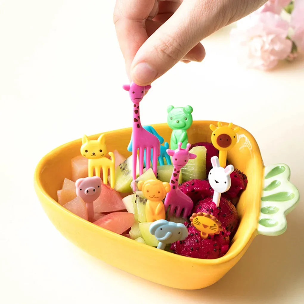 10pcs Animal Farm Fruit Fork Mini Cartoon Children Snack Cake Dessert