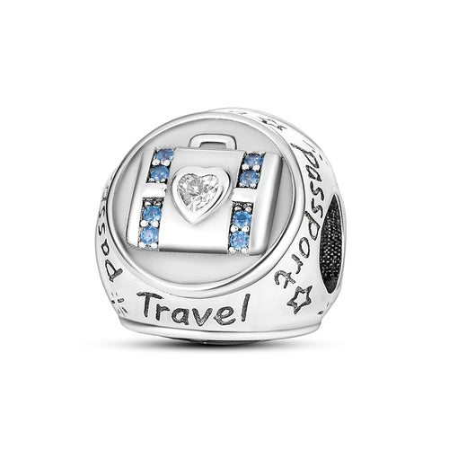 925 Silver Travel Airplane Passport Charms Beads Pendants Fit Original