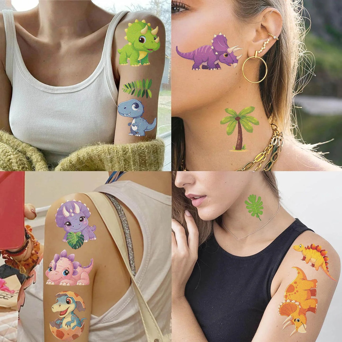 10 Sheets Dinosaurs Tattoo Sticker Temporary Fake Tattoo Arm Hands