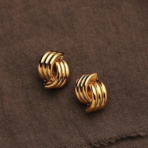 Fashion Glossy Three-Layer Textured Intersecting Knot Earrings for