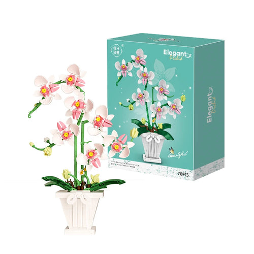 Building Blocks Orchid Flowers Bouquet Flower Blocks Bonsai Plant