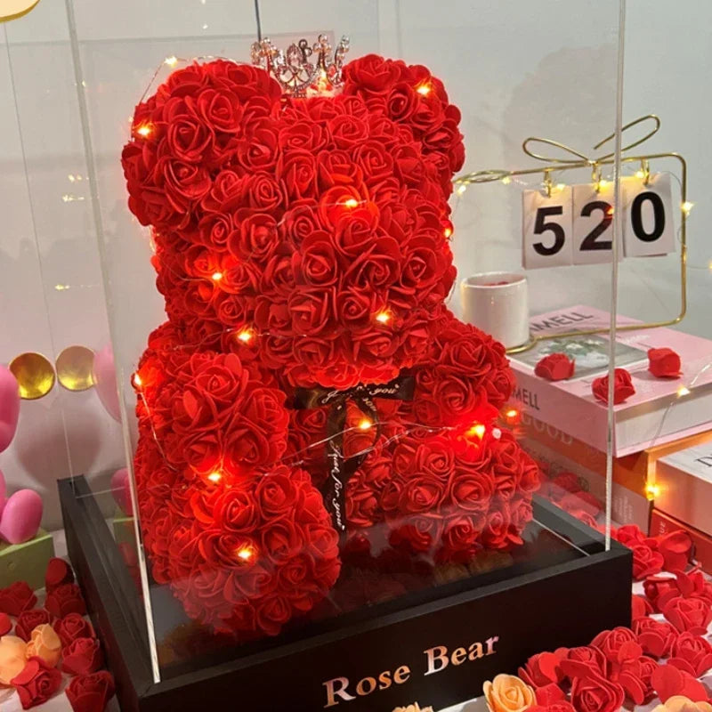 2025 New Artificial Flower Eternal Rose Teddy Bear for Mom Mother's