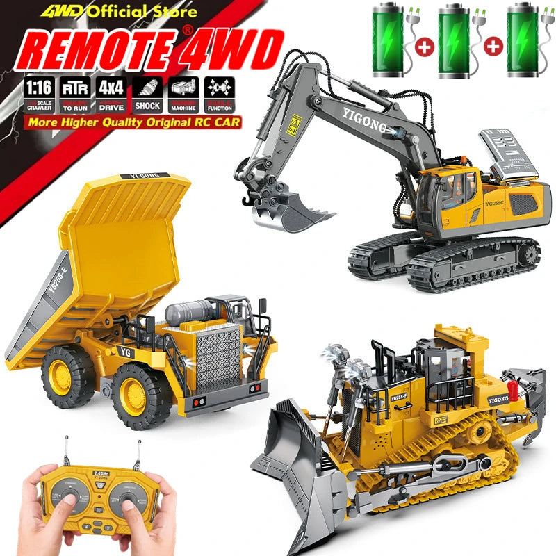 4WD Remote Control Excavator 4x4 Alloy Dump Truck Bulldozer Radio