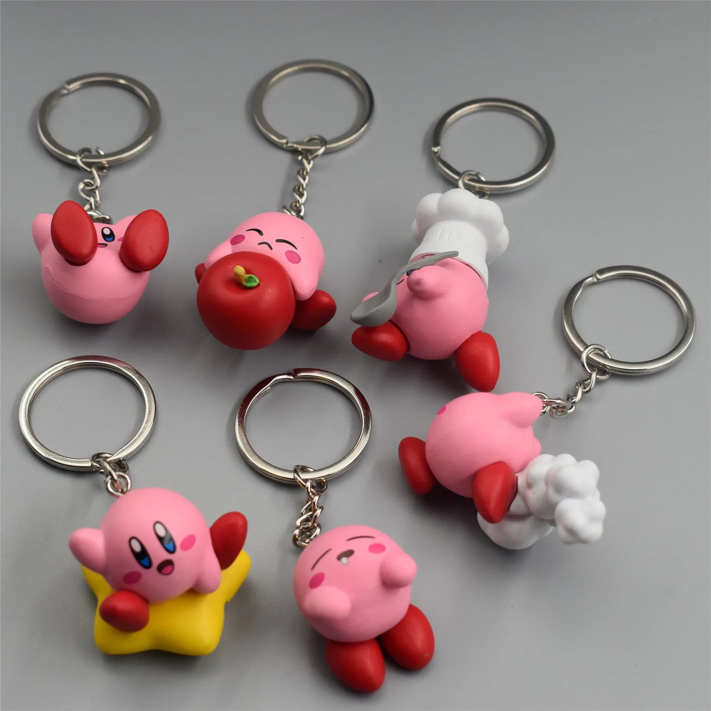 6 Models Super Cute Kawaii Kirby Figures Keychain Portable Popular