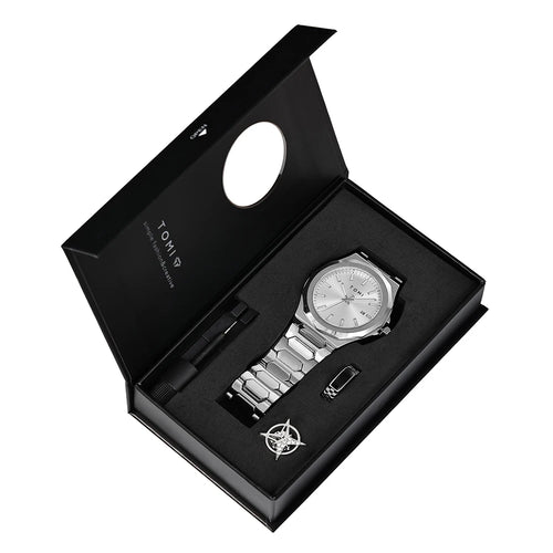 TOMI Luxury Business Men's Watch Gift Box Set High Quality Rose Gold
