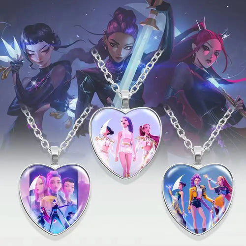 KPop Demon Hunters Heart Necklace - Rumi Zoey Mira Anime Film Alloy