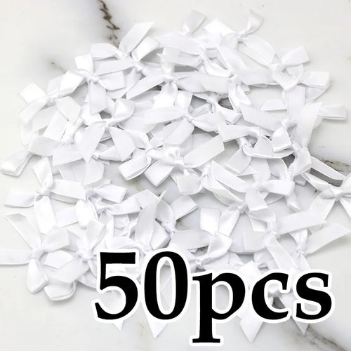 (50 Pcs) 4*4cm Colourful Ribbon Bows Small Size Polyester Satin Ribbon