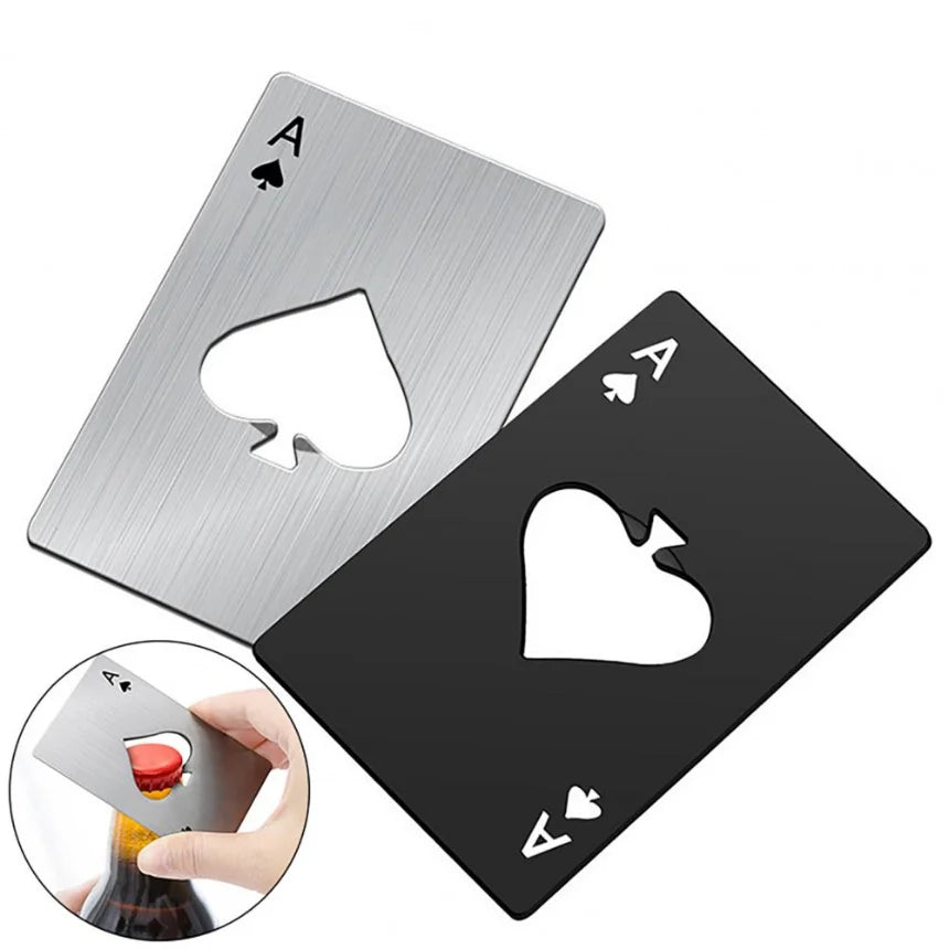 1Pcs Creative Poker Shaped Bottle Can Opener Stainless Steel Credit