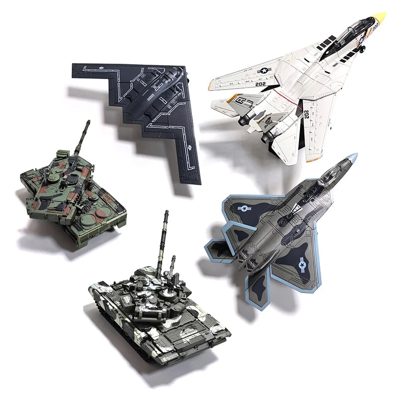Creative Military Building Blocks Set F-22 F-14 Fighter Bomber Leopard