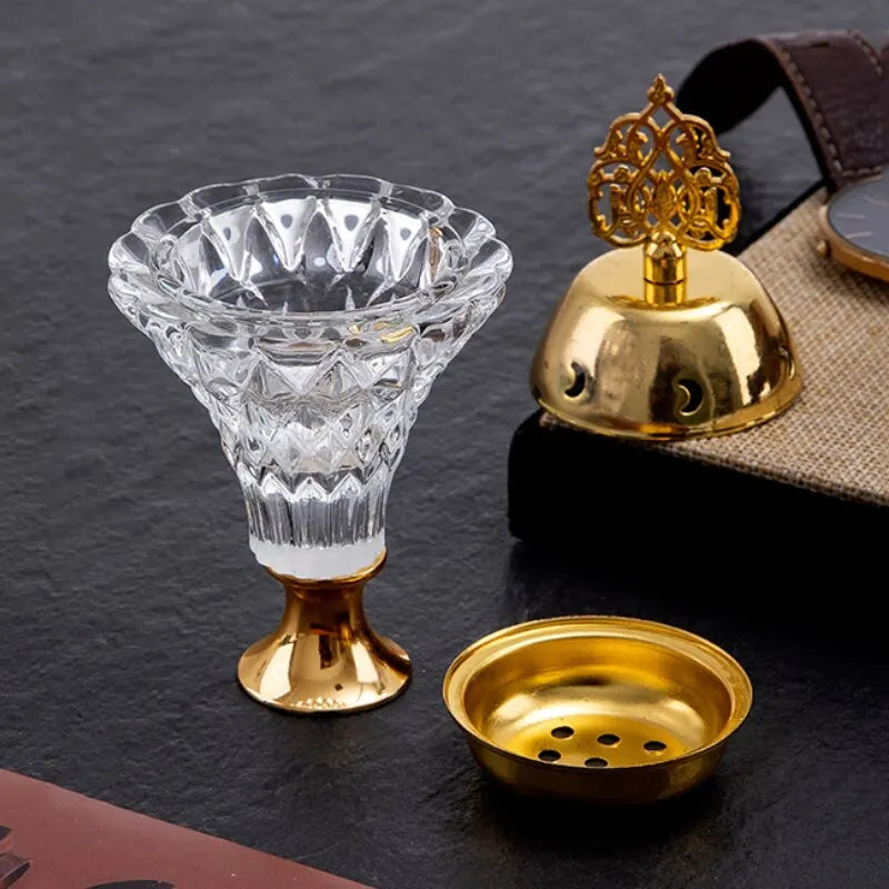 1Pc Artificial Crystal Incense Burner With Cover Aromatherapy Diffuser