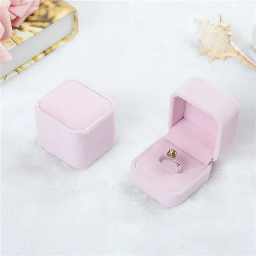 Rounded Flannelette Ring Box Flocking Jewelry Box Ring Stud Badge