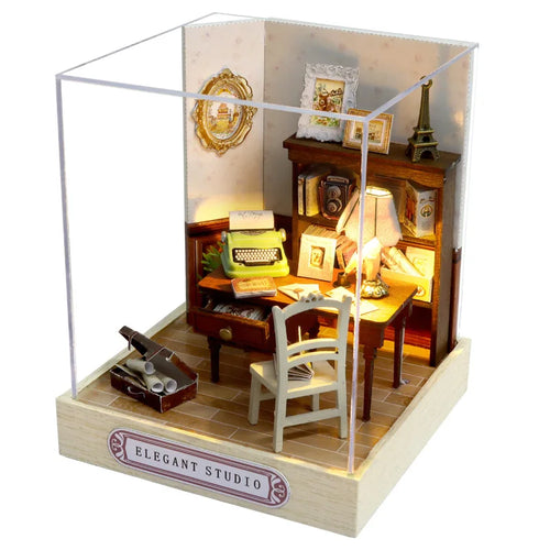 Mini Miniature Dollhouse DIY Small House Kit Making Room Toys Home