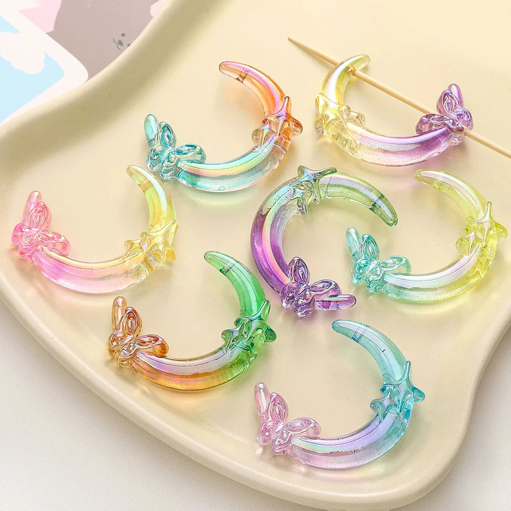 New acrylic star butterfly UV-coated double-hole moon Beads diy crafts