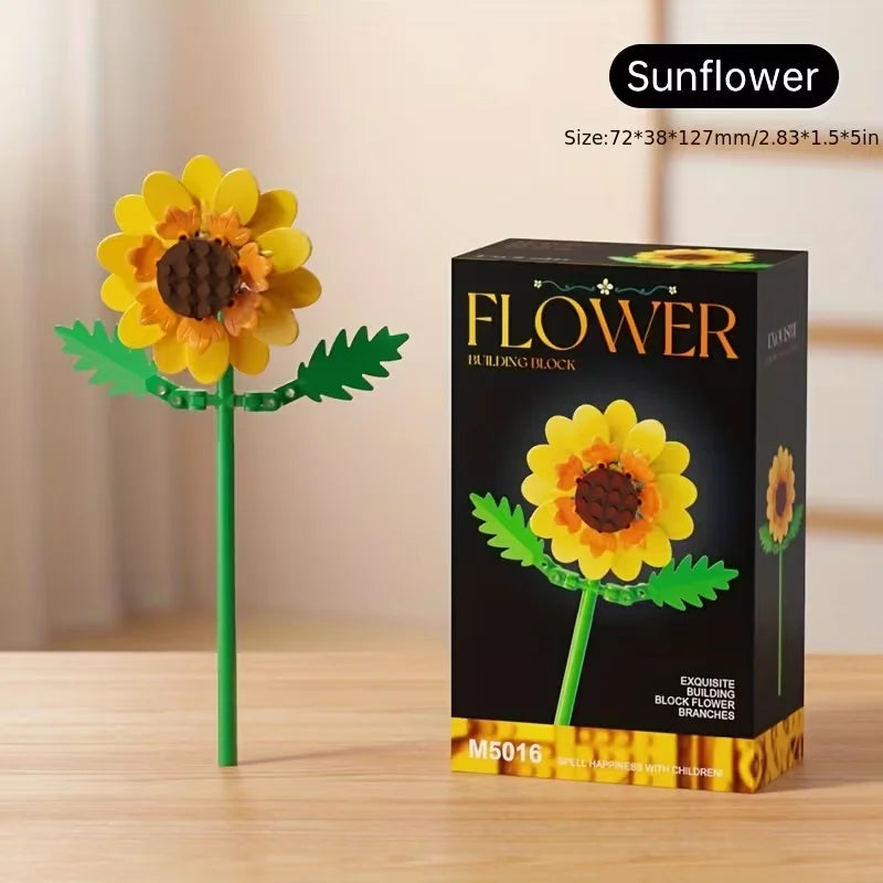Building block flower set, DIY floral decoration kit, suitable for