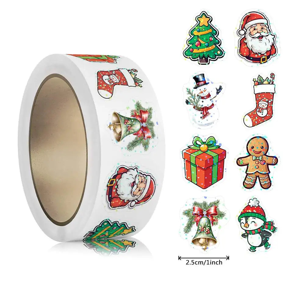 500pcs Laser Cartoon Christmas Stickers Christmas Gift Wrapping Label