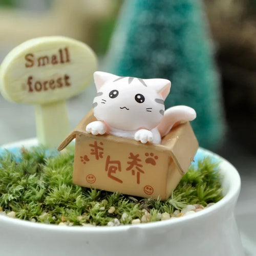 Kawaii Mini Cat Ornament Garden kitten statue Gift For Kids Children