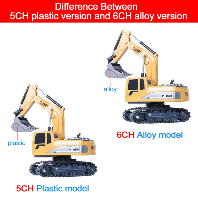 RC Excavator 2.4Ghz 6 Channel 1:24 RC Engineering Car Alloy And