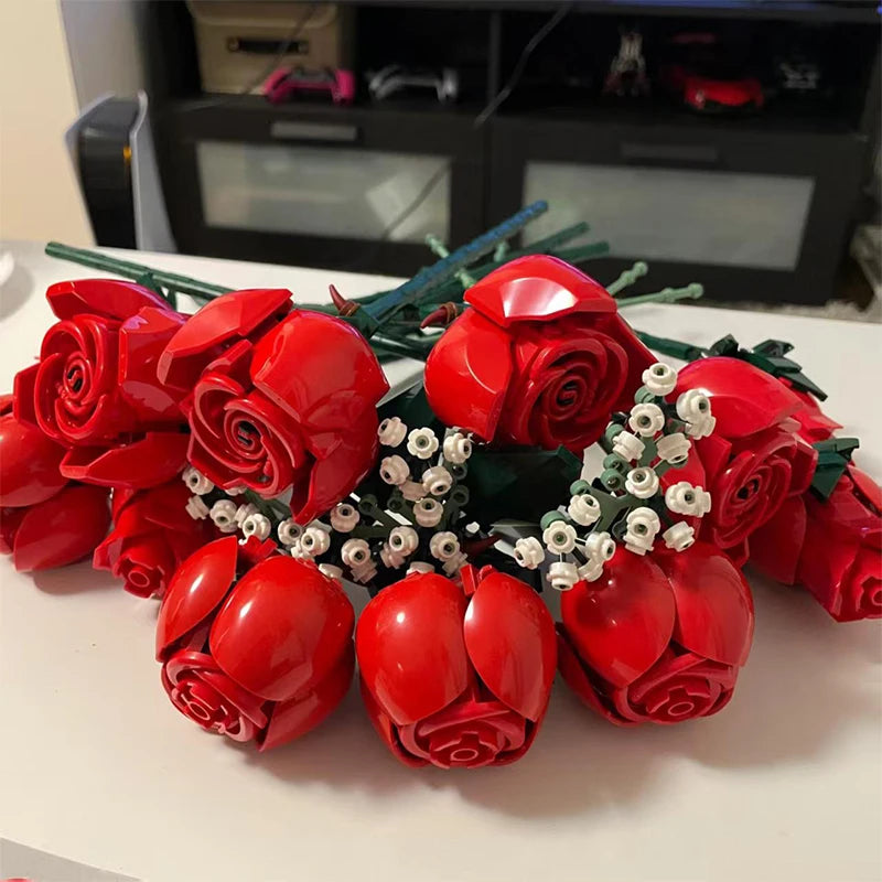 10328 Romantic rose bouquet building blocks ladies Creative Plant