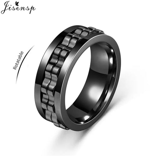Anti Stress Rotatable Gear Chain Stainless Steel Ring for Men Punk