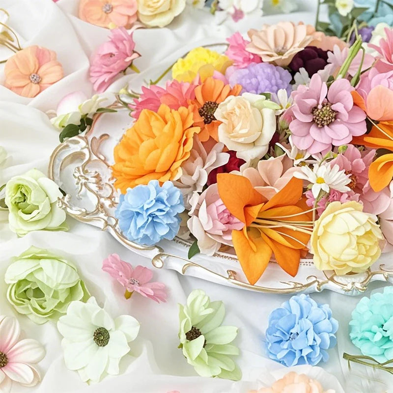 20/52Pcs Random Mix Artificial Flowers Silk Fake Flowers for Home Room
