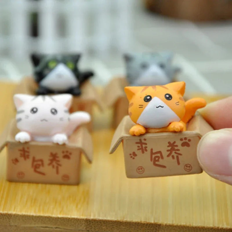 Kawaii Mini Cat Ornament Garden kitten statue Gift For Kids Children