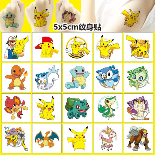 20Pcs Pokemon Tattoo Stickers Waterproof Cute Pikachu Sticker Funny