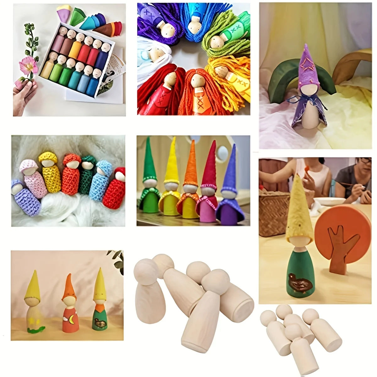 50 Pack Unfinished Wooden Peg Dolls, Peg People, Doll Bodies, Wooden