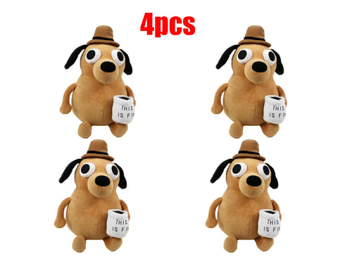 25cm This Is Fine Meme Coffee Dog Plush Toy Soft Stuffed Doll Stuffed
